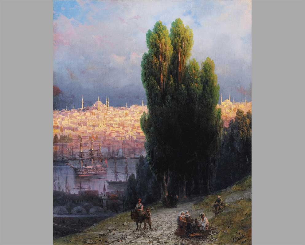 22 Константинополь, вид на Золотой Рог с автопортретом