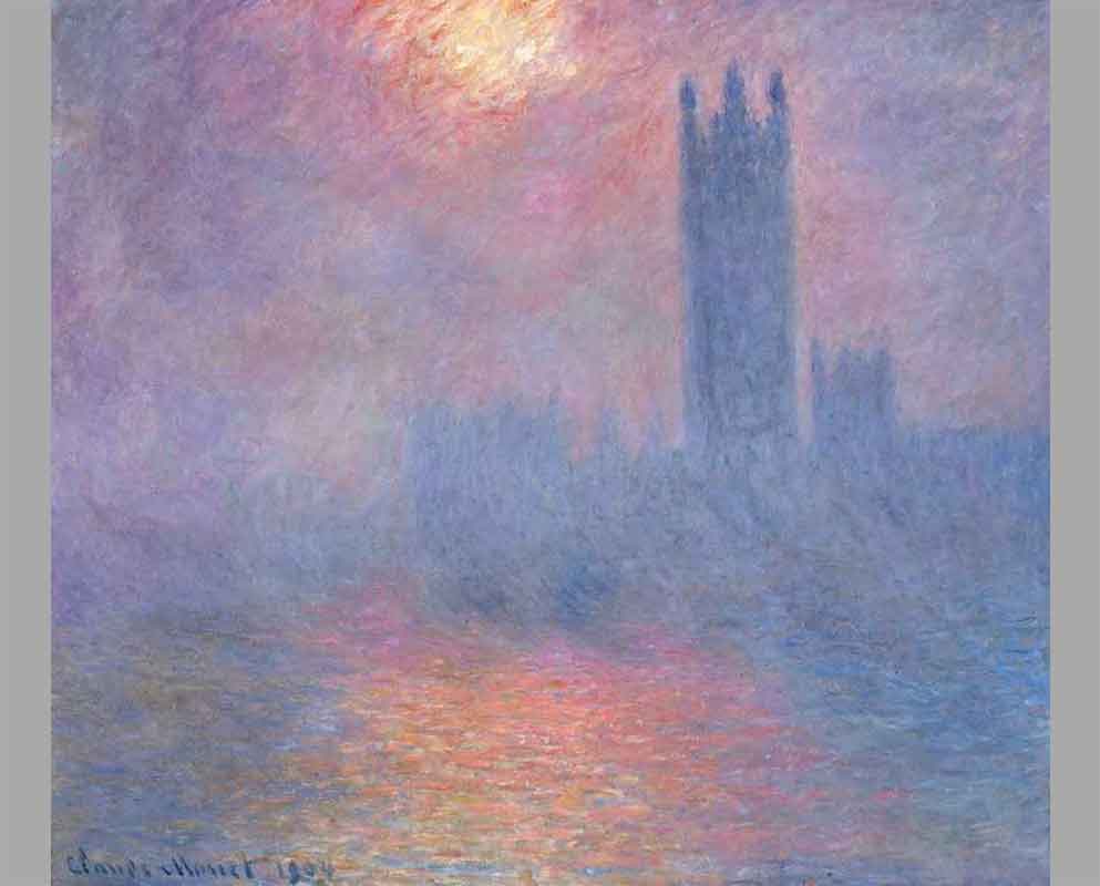13 Палата парламента, Лондон, солнце в тумане