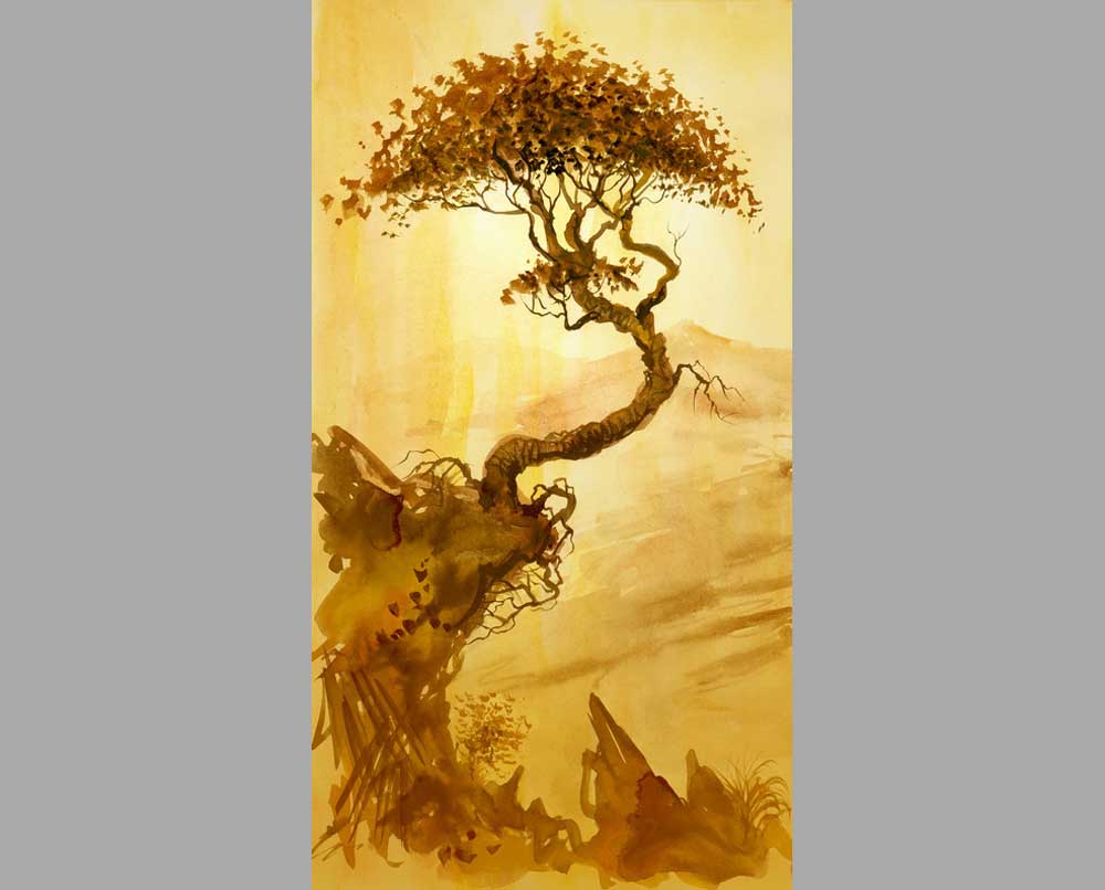 24 Автор неизвестен Дерево на скале стиль суми-э