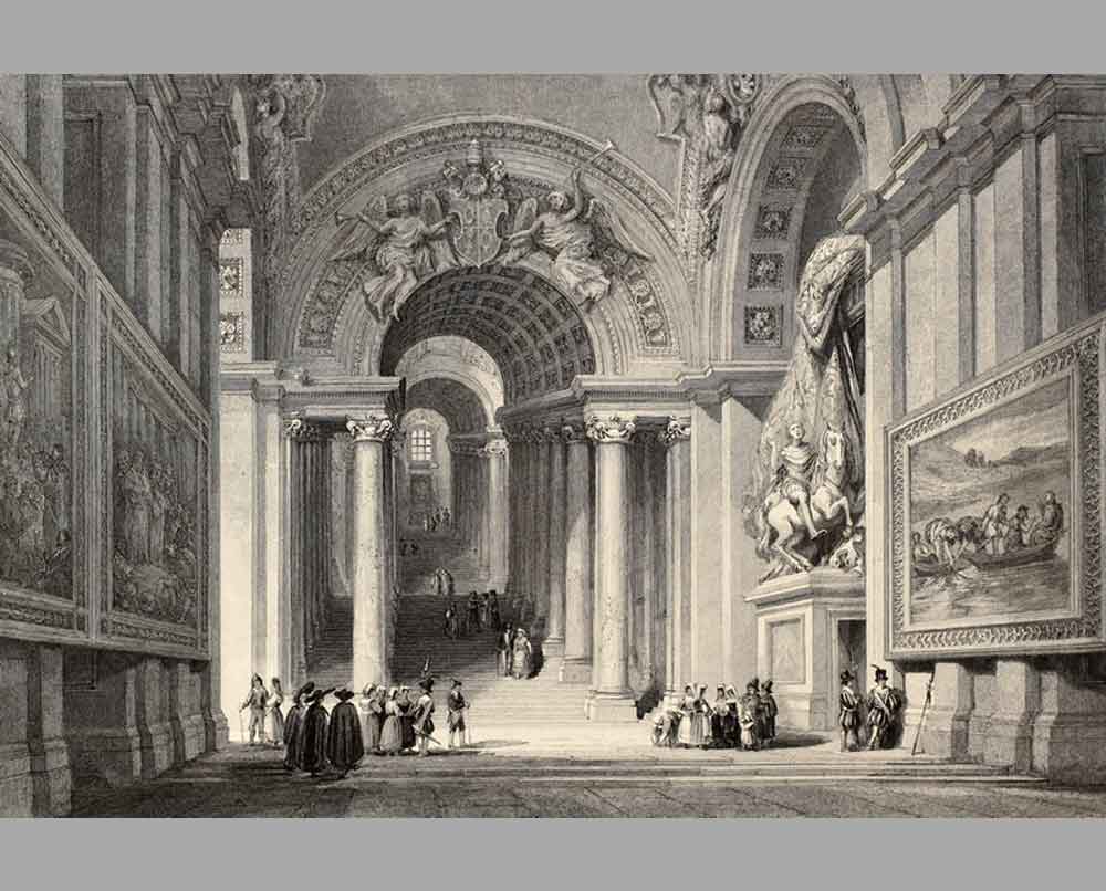 69 Гравюра Королевская лестница в Ватикане