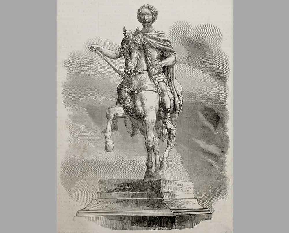 87 Гравюра Конная статуя Наполеона III