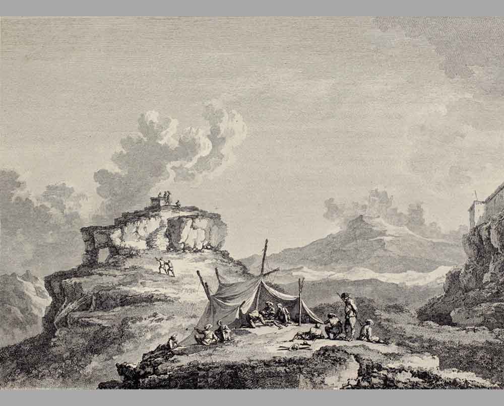 100 Гравюра Вид на скалу Церера, рядом с Энной, Сицилия