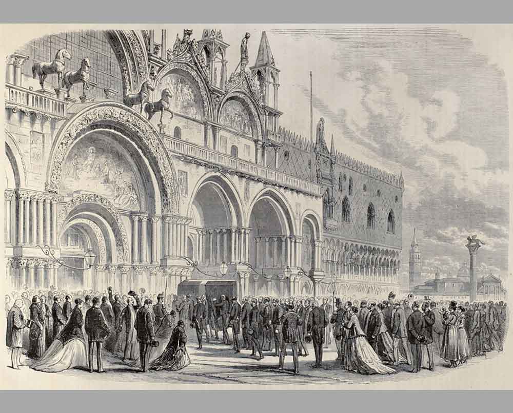 153 Гравюра Похороны Манина в базилике Святого Марка в Венеции