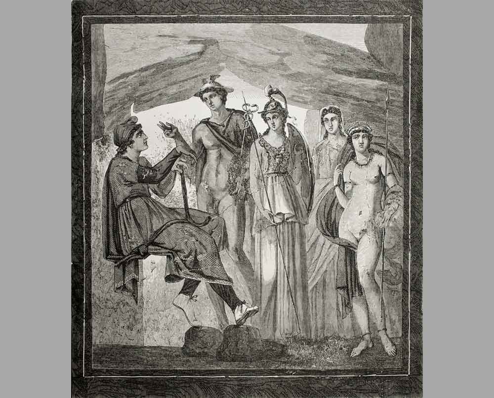 223 Гравюра Парижская фреска в доме Пакиуса Прокулуса в Помпеях