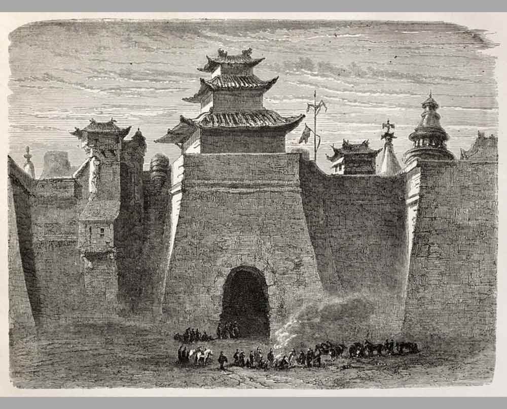 226 Гравюра Пекинские стены и ворота