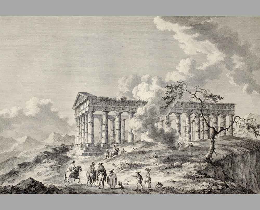 241 Гравюра Вид на храм Сегесты, западная Сицилия