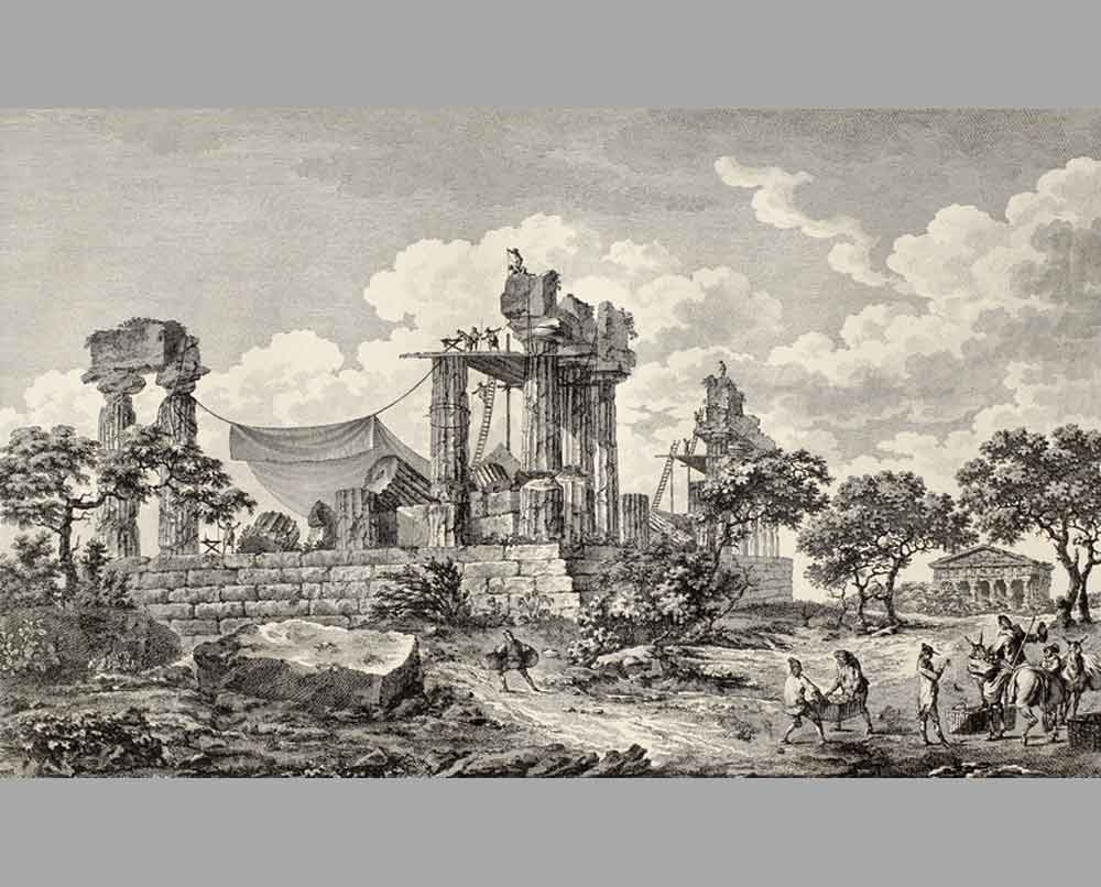 243 Гравюра Храм Юноны около Агридженто, Сицилия